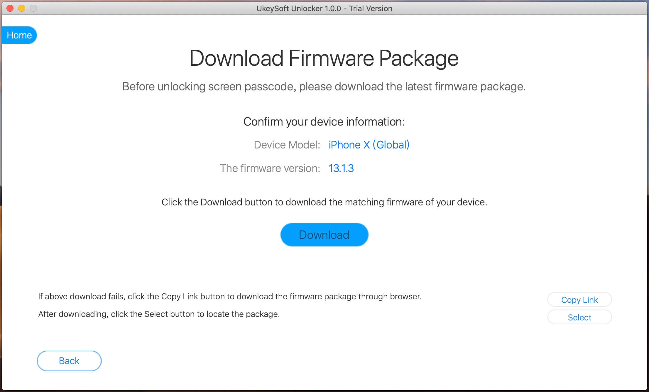 select ios firmware download